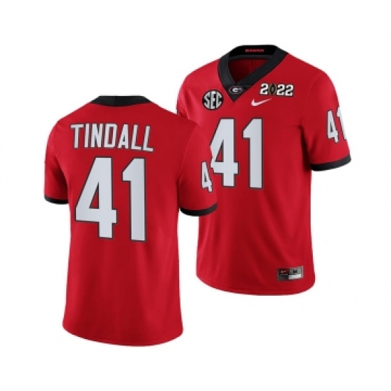 Men’s Georgia Bulldogs #41 Channing Tindall 2022 Patch Red College Football Stitched Jersey - Ujersey