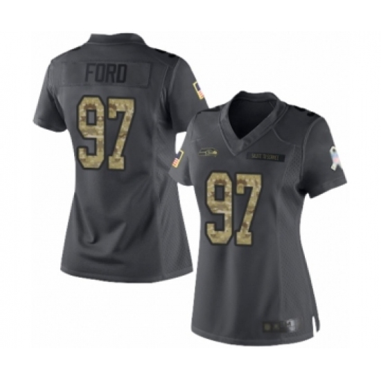 Women's Seattle Seahawks #97 Poona Ford Limited Black 2016 Salute to Service Football Jersey - Ujersey