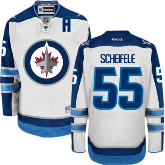 Women's Reebok Winnipeg Jets #55 Mark Scheifele Authentic White Away NHL Jersey - Ujersey