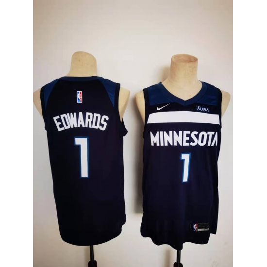 Men's Minnesota Timberwolves #1 Anthony Edwards Nike Navy Jersey - Ujersey