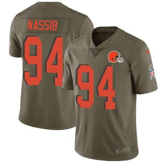 Youth Nike Cleveland Browns #94 Carl Nassib Limited Olive 2017 Salute to Service NFL Jersey - Ujersey