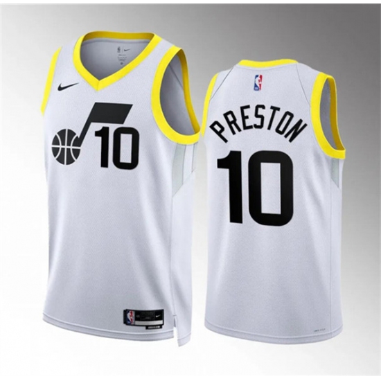 Men's Utah Jazz #10 Jason Preston White Association Edition Stitched Basketball Jersey - Ujersey