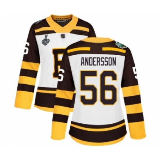 Women's Boston Bruins #56 Axel Andersson Authentic White Winter Classic 2019 Stanley Cup Final Bound Hockey Jersey - Ujersey