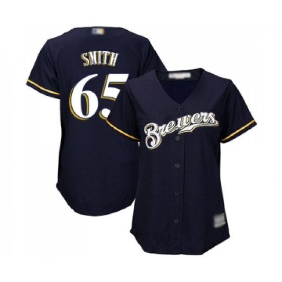 Women's Milwaukee Brewers #65 Burch Smith Authentic Navy Blue Alternate Cool Base Baseball Jersey - Ujersey