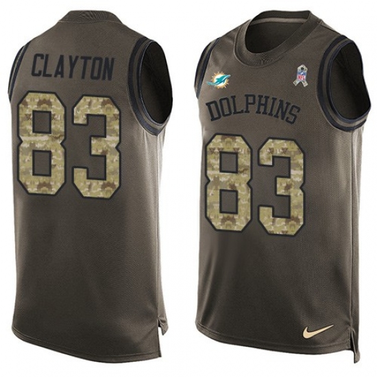 Men's Nike Miami Dolphins #83 Mark Clayton Limited Green Salute to Service Tank Top NFL Jersey - Ujersey