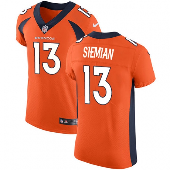 Men's Nike Denver Broncos #13 Trevor Siemian Orange Team Color Vapor Untouchable Elite Player NFL Jersey - Ujersey