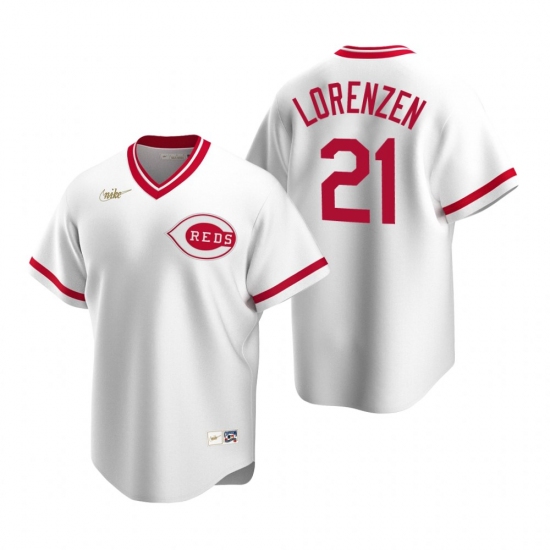 Men's Nike Cincinnati Reds #21 Michael Lorenzen White Cooperstown Collection Home Stitched Baseball Jersey - Ujersey