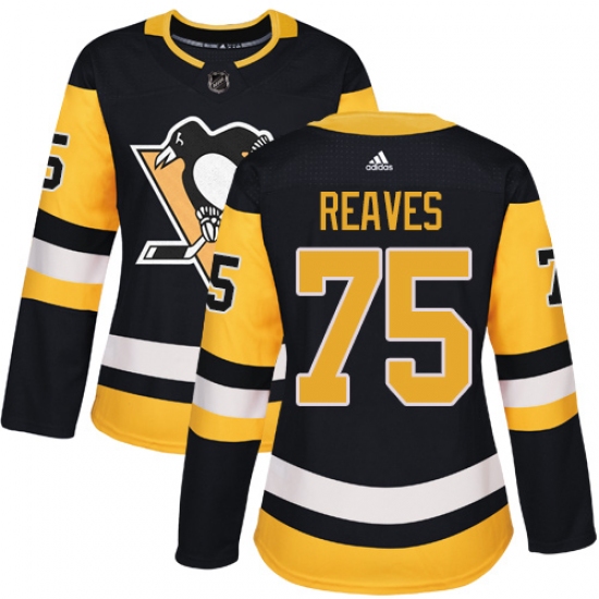 Women's Adidas Pittsburgh Penguins #75 Ryan Reaves Authentic Black Home NHL Jersey - Ujersey
