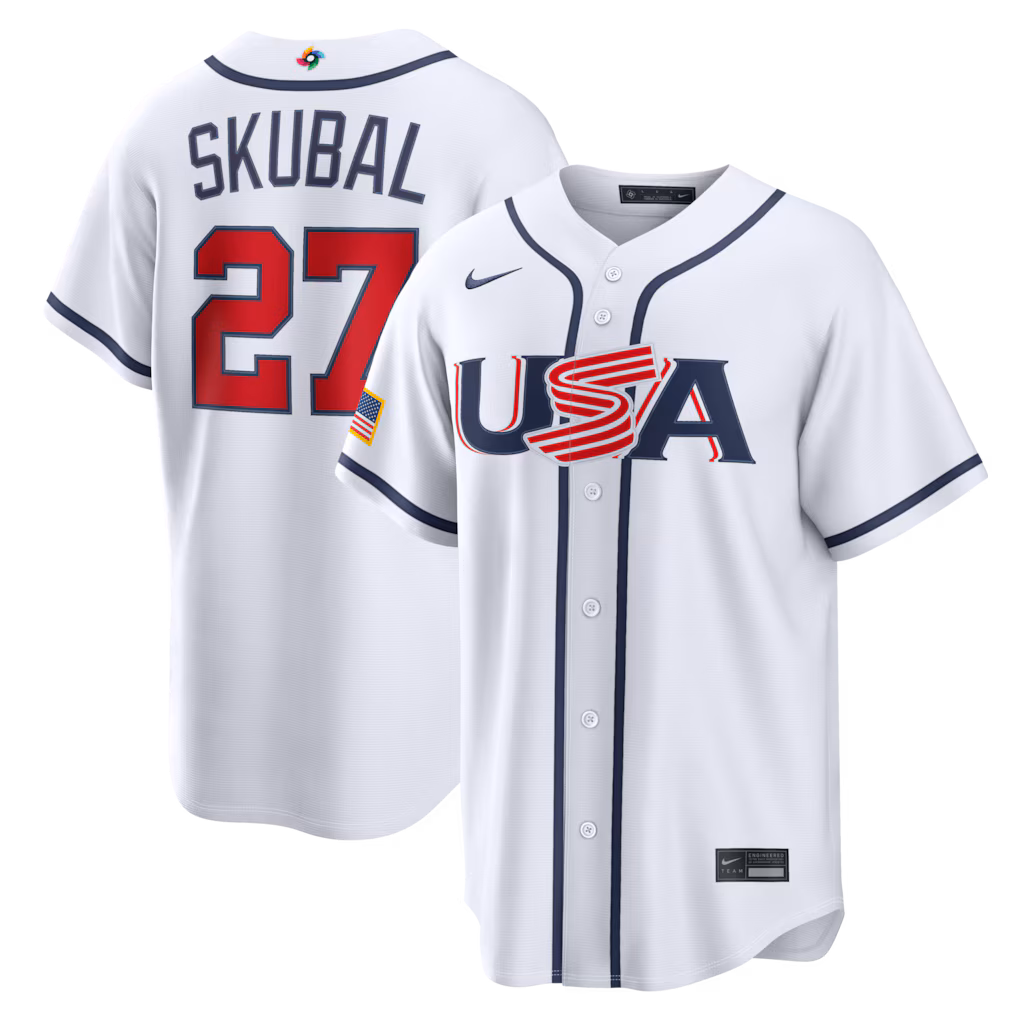 Men's USA Baseball Tarik Skubal Nike White 2026 World Baseball Classic Home Stadium Jersey - U-jersey