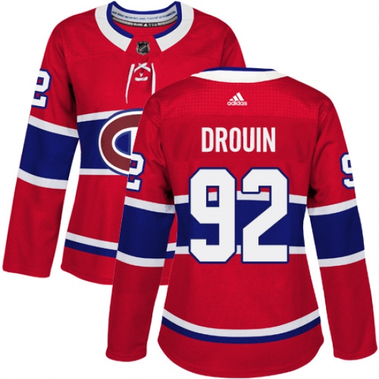 Women's Adidas Montreal Canadiens #92 Jonathan Drouin Premier Red Home NHL Jersey - Ujersey