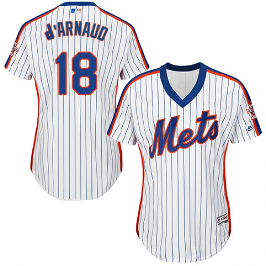 Women's Majestic New York Mets #18 Travis d'Arnaud Authentic White Alternate Cool Base MLB Jersey - Ujersey