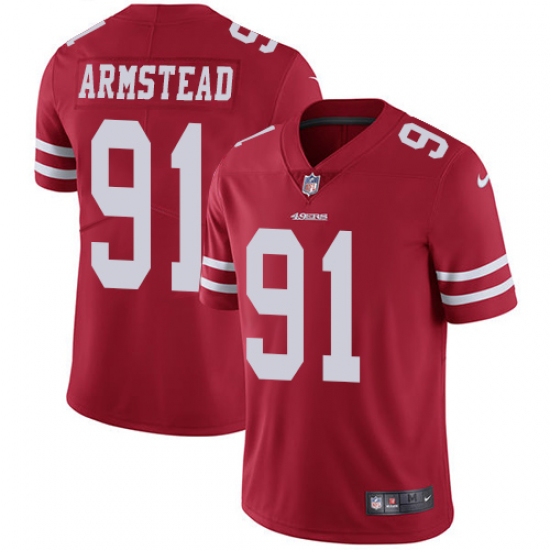 Men's Nike San Francisco 49ers #91 Arik Armstead Red Team Color Vapor Untouchable Limited Player NFL Jersey - Ujersey