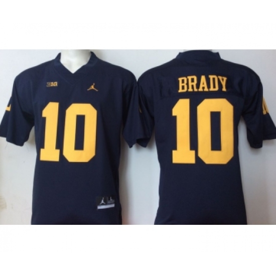 Michigan Wolverines 10 Tom Brady Navy College Football Jersey - Ujersey