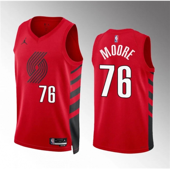 Men's Portland Trail Blazers #76 Taze Moore Red Statement Edition Stitched Basketball Jersey - Ujersey