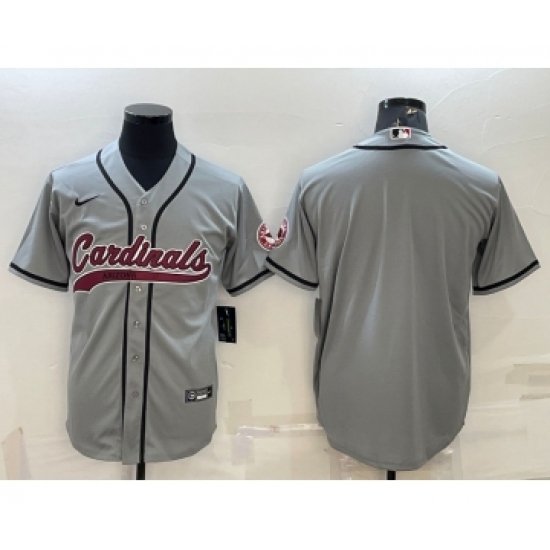 Men's Arizona Cardinals Blank Grey With Patch Cool Base Stitched Baseball Jersey - Ujersey