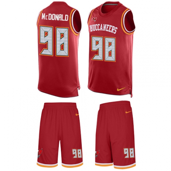 Men's Nike Tampa Bay Buccaneers #98 Clinton McDonald Limited Red Tank Top Suit NFL Jersey - Ujersey