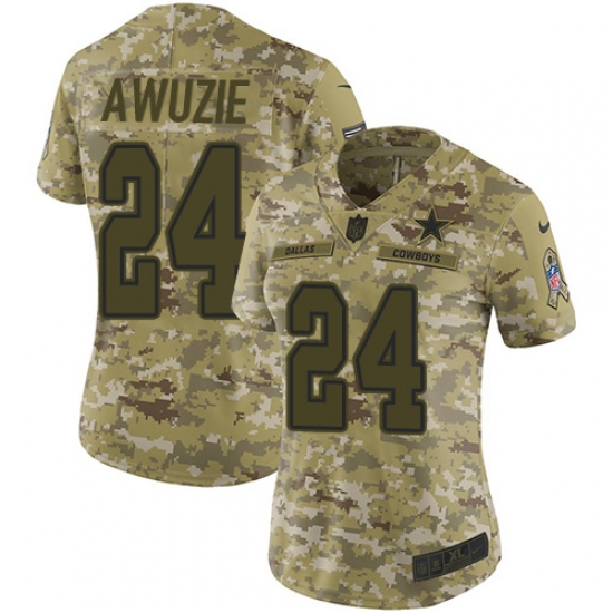 Women's Nike Dallas Cowboys #24 Chidobe Awuzie Limited Camo 2018 Salute to Service NFL Jersey - Ujersey