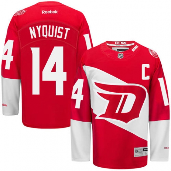 Men's Reebok Detroit Red Wings #14 Gustav Nyquist Authentic Red 2016 Stadium Series NHL Jersey - Ujersey
