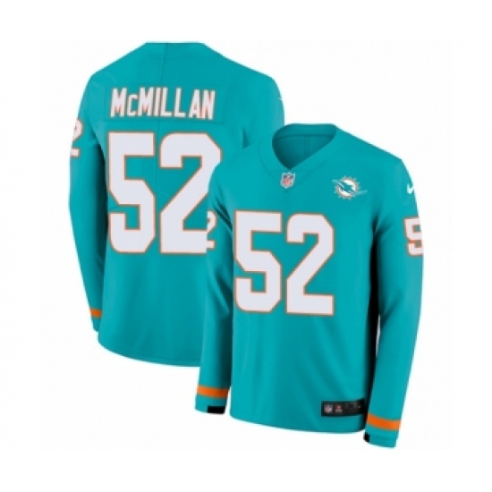Youth Nike Miami Dolphins #52 Raekwon McMillan Limited Aqua Therma Long Sleeve NFL Jersey - Ujersey