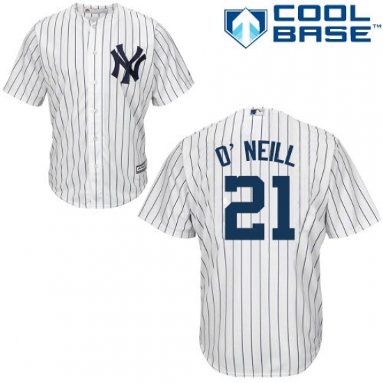 Men's Majestic New York Yankees #21 Paul O'Neill Replica White Home MLB Jersey - Ujersey