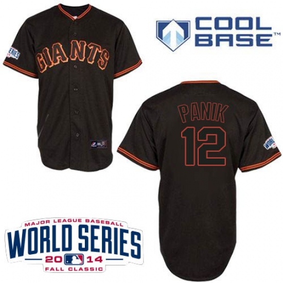 Youth Majestic San Francisco Giants #12 Joe Panik Authentic Black Cool Base w/2014 World Series Patch MLB Jersey - Ujersey