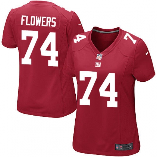 Women's Nike New York Giants #74 Ereck Flowers Game Red Alternate NFL Jersey - Ujersey