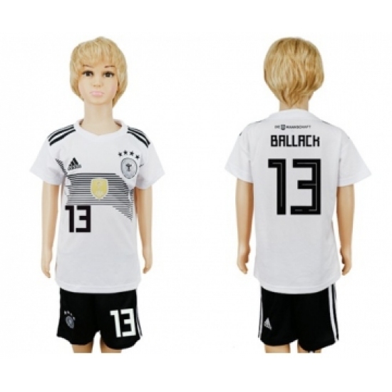 Germany #13 Ballack White Home Kid Soccer Country Jersey
