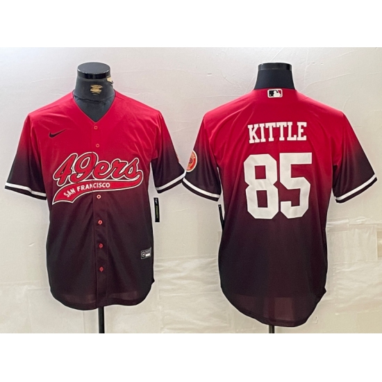 Men's San Francisco 49ers #85 George Kittle Red Black Cool Base Stitched Baseball Jersey - Ujersey