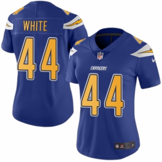 Women's Nike Los Angeles Chargers #44 Kyzir White Limited Electric Blue Rush Vapor Untouchable NFL Jersey - Ujersey