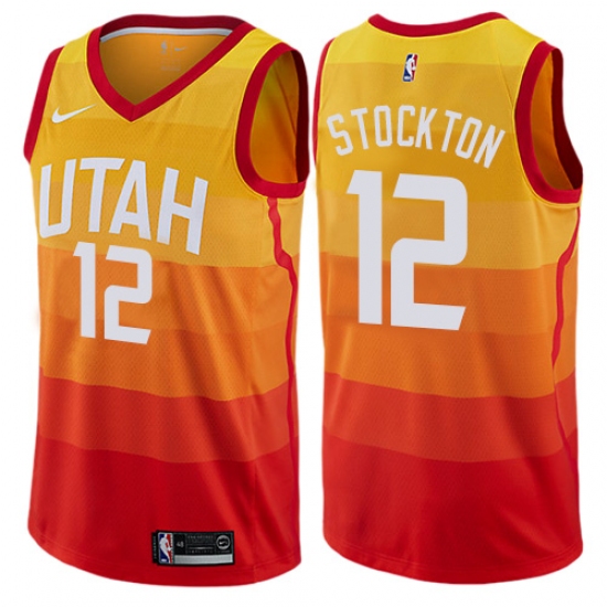 Women's Nike Utah Jazz #12 John Stockton Swingman Orange NBA Jersey - City Edition - Ujersey