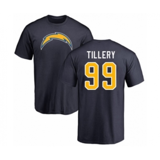 Football Los Angeles Chargers #99 Jerry Tillery Navy Blue Name & Number Logo T-Shirt