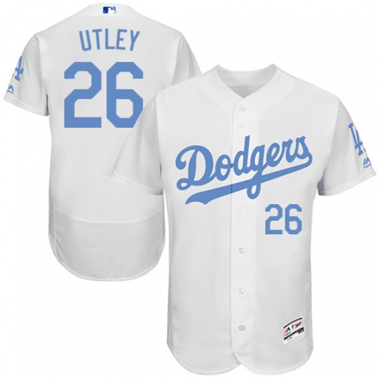 Men's Majestic Los Angeles Dodgers #26 Chase Utley Authentic White 2016 Father's Day Fashion Flex Base MLB Jersey - Ujersey