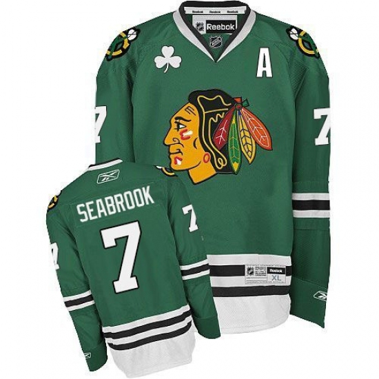 Men's Reebok Chicago Blackhawks #7 Brent Seabrook Premier Green NHL Jersey - Ujersey