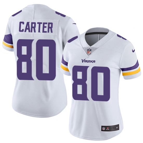 Women's Nike Minnesota Vikings #80 Cris Carter White Vapor Untouchable Limited Player NFL Jersey - Ujersey