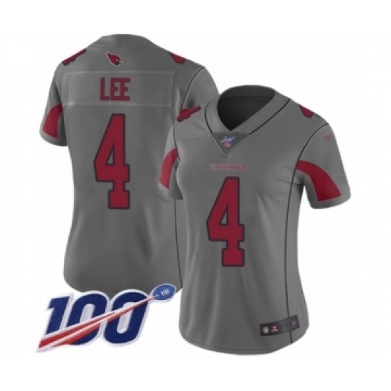 Women's Arizona Cardinals #4 Andy Lee Limited Silver Inverted Legend 100th Season Football Jersey - Ujersey