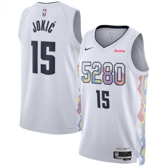 Men's Denver Nuggets #15 Nikola Jokic White 2024-25 City Edition Stitched Basketball Jersey - Ujersey