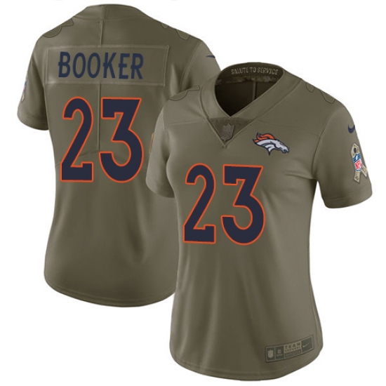 Women's Nike Denver Broncos #23 Devontae Booker Limited Olive 2017 Salute to Service NFL Jersey - Ujersey