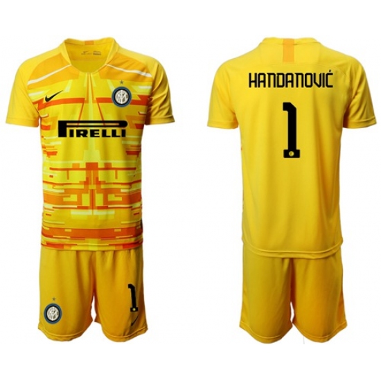 Inter Milan #1 Handanovic Yellow Goalkeeper Soccer Club Jersey
