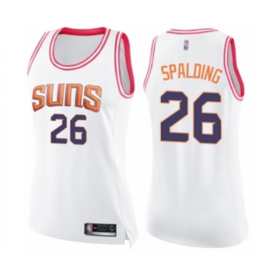 Women's Phoenix Suns #26 Ray Spalding Swingman White Pink Fashion Basketball Jersey - Ujersey