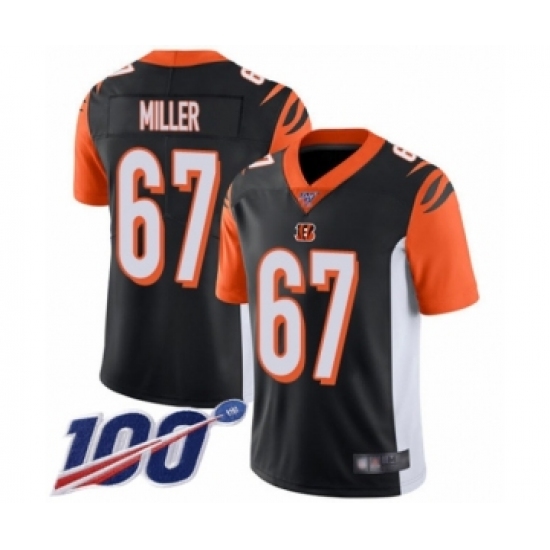 Men's Cincinnati Bengals #67 John Miller Black Team Color Vapor Untouchable Limited Player 100th Season Football Jersey - Ujersey