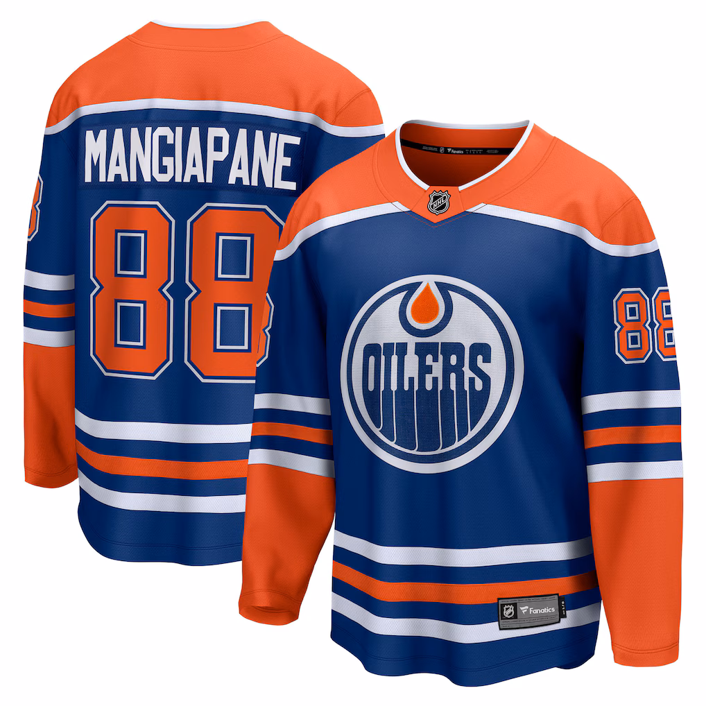 Men's Edmonton Oilers Andrew Mangiapane Fanatics Royal Home Breakaway Jersey - Ujersey NHL