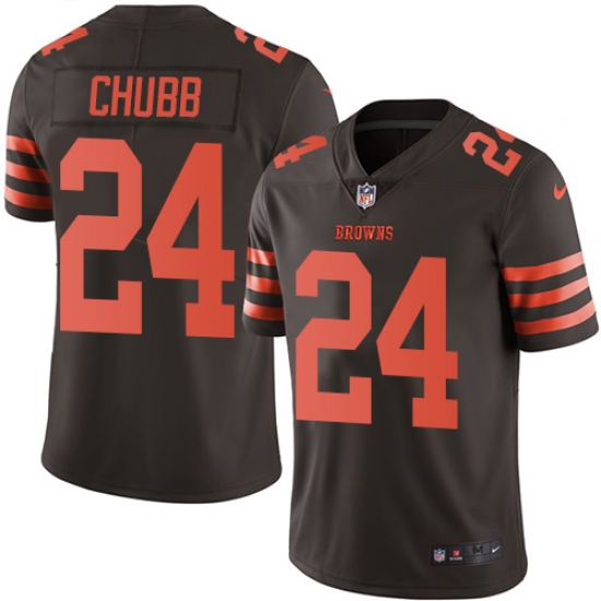 Youth Nike Cleveland Browns #24 Nick Chubb Limited Brown Rush Vapor Untouchable NFL Jersey - Ujersey