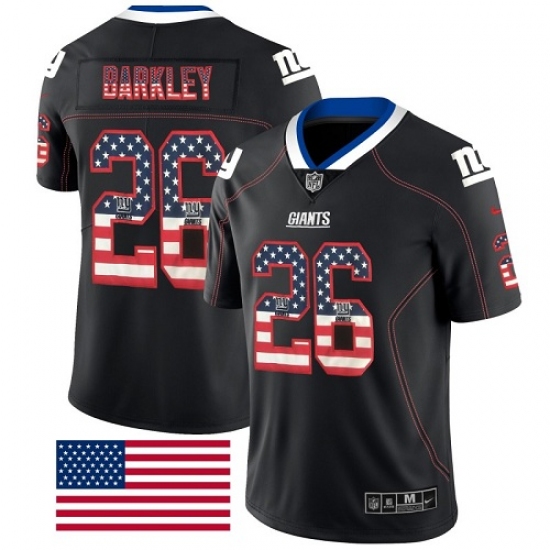 Men's Nike New York Giants #26 Saquon Barkley Limited Black Rush USA Flag NFL Jersey - Ujersey