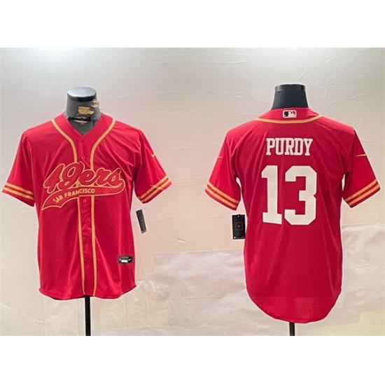 Men's San Francisco 49ers #13 Brock Purdy Red Cool Base Stitched Baseball Jersey - ujerseystore
