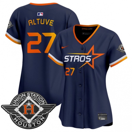 Women's Houston Astros #27 Jose Altuve Navy 2025 City Connect Limited Stitched Baseball Jersey(Run Small) - Ujersey