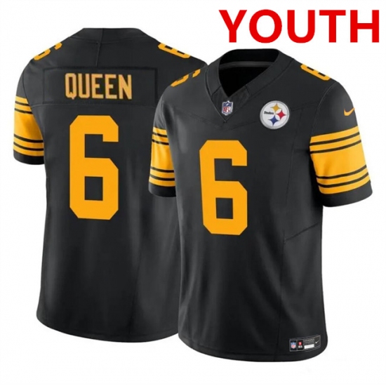 Youth Pittsburgh Steelers #6 Patrick Queen Black 2023 F.U.S.E. Color Rush Limited Football Stitched Jersey - Ujersey