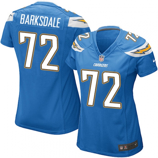 Women's Nike Los Angeles Chargers #72 Joe Barksdale Game Electric Blue Alternate NFL Jersey - Ujersey