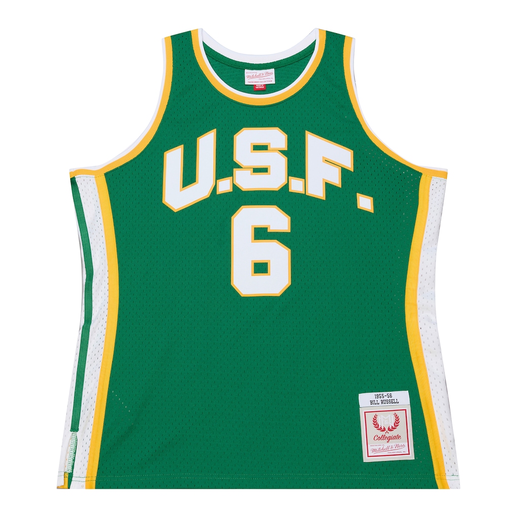 Men's Mitchell & Ness Bill Russell Green San Francisco Dons 1955/56 Swingman Jersey