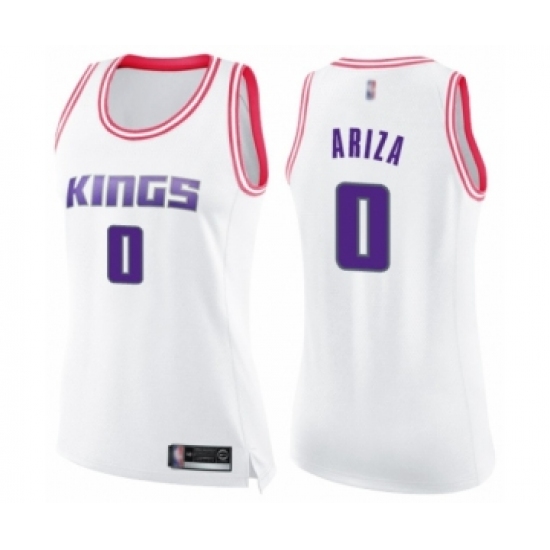 Women's Sacramento Kings #0 Trevor Ariza Swingman White Pink Fashion Basketball Jersey - Ujersey