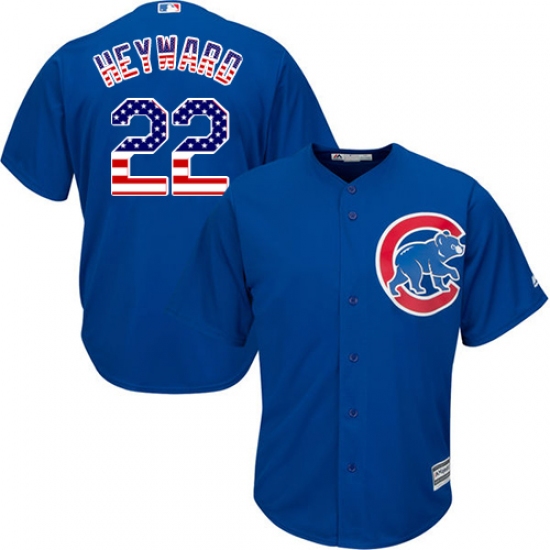Men's Majestic Chicago Cubs #22 Jason Heyward Authentic Royal Blue USA Flag Fashion MLB Jersey - Ujersey